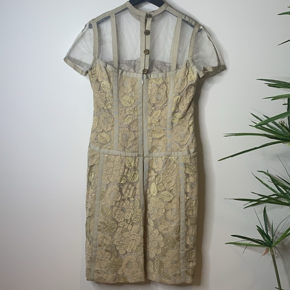 LÓPEZ KNUDSEN | Vintage Lace Crochet Mesh Ribbon Metallic Midi Cocktail Dress - Picture 17 of 17